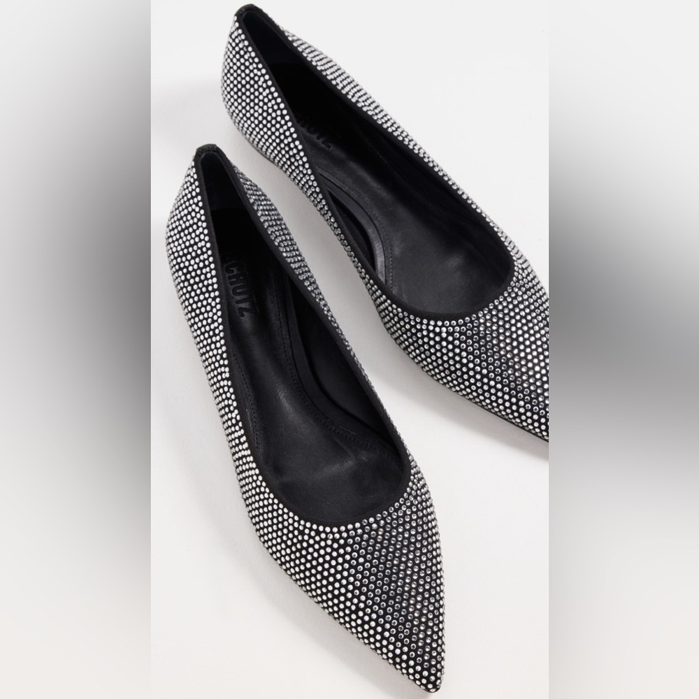 SCHUTZ Black Crystal Flats